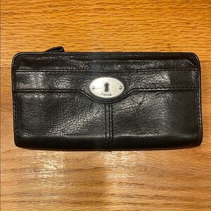 Fossil Black Leather Clutch Wallet